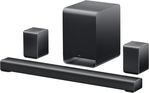TCL S65K S Series 5.1 Channel Soundbar System with Dolby Atmos, DTS:X, Wireless Subwoofer, Wireless Surround Speakers, Bluetooth Music Streaming, and AI Sonic Auto Room Calibration in Kuwait