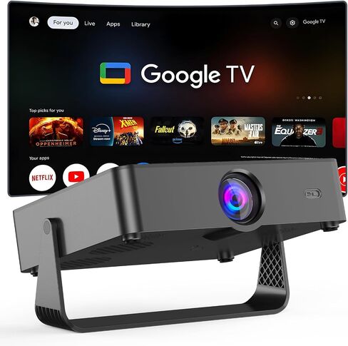 جهاز عرض مزود بتقنية WiFi وBluetooth، 【تلفزيون Google رسميًا و1080P الأصلي】جهاز عرض محمول Keystone تلقائي للسقف/المسرح المنزلي/غرفة النوم in Kuwait