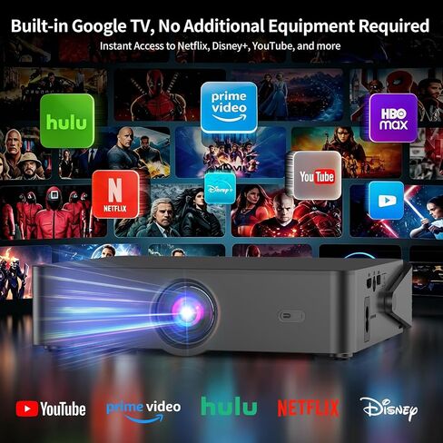 جهاز عرض مزود بتقنية WiFi وBluetooth، 【تلفزيون Google رسميًا و1080P الأصلي】جهاز عرض محمول Keystone تلقائي للسقف/المسرح المنزلي/غرفة النوم in Kuwait