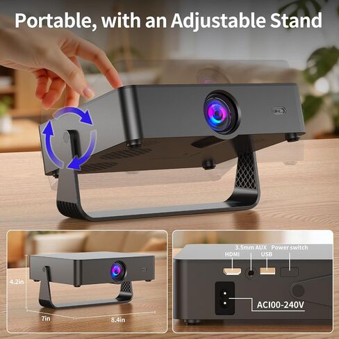 جهاز عرض مزود بتقنية WiFi وBluetooth، 【تلفزيون Google رسميًا و1080P الأصلي】جهاز عرض محمول Keystone تلقائي للسقف/المسرح المنزلي/غرفة النوم in Kuwait