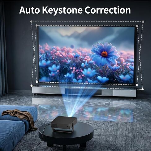 جهاز عرض مزود بتقنية WiFi وBluetooth، 【تلفزيون Google رسميًا و1080P الأصلي】جهاز عرض محمول Keystone تلقائي للسقف/المسرح المنزلي/غرفة النوم in Kuwait