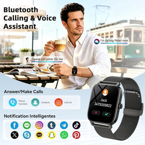 Smart Watch for Men Women Fitness Tracker: Make Answer Call Smart Watches for Men Digital Watches Waterproof Running Smartwatch for Android Phone iPhone Samsung Compatible Sleep Heart Rate Monitor in Saudi Arabia