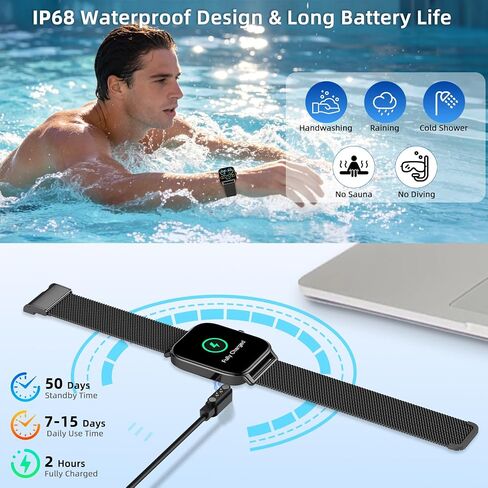 Smart Watch for Men Women Fitness Tracker: Make Answer Call Smart Watches for Men Digital Watches Waterproof Running Smartwatch for Android Phone iPhone Samsung Compatible Sleep Heart Rate Monitor in Saudi Arabia