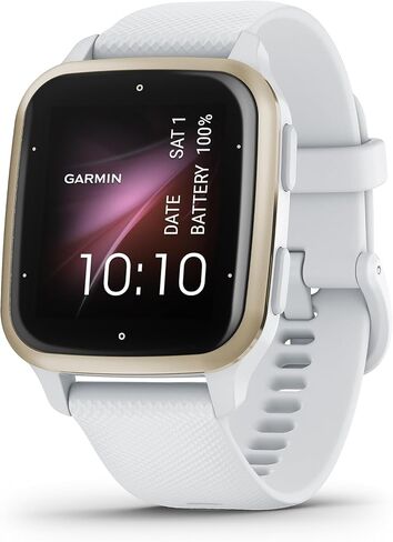 Garmin Venu® Sq 2 GPS Smartwatch, All-Day Health Monitoring, Long-Lasting Battery Life, AMOLED Display, Cream Gold and White (Renewed) in Saudi Arabia