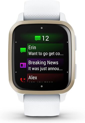 Garmin Venu® Sq 2 GPS Smartwatch, All-Day Health Monitoring, Long-Lasting Battery Life, AMOLED Display, Cream Gold and White (Renewed) in Saudi Arabia