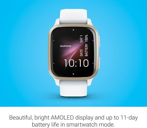 Garmin Venu® Sq 2 GPS Smartwatch, All-Day Health Monitoring, Long-Lasting Battery Life, AMOLED Display, Cream Gold and White (Renewed) in Saudi Arabia