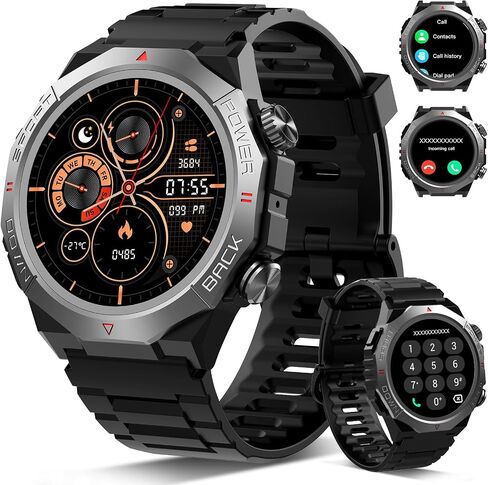 Military Smart Watches for Men(Answer/Make Calls), 1.39"HD Fitness Watch, 24/7 Heart Rate Sleep Monitor, Smart Watch for Men 110+ Sport Modes, 30Day, IP68 Waterproof Smartwatch for Android iOS in Kuwait