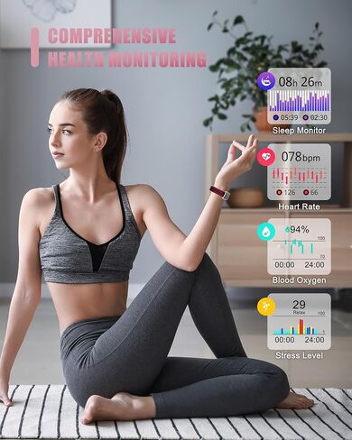 Fitness Tracker, Smart Watch for Women Men with 24/7 Heart Rate/Blood Pressure/Blood Oxygen Monitor,Sleep Tracker,Step & Calorie Counter, IP68 Waterproof Fitness Watches Compatible with Android&iPhone in Saudi Arabia