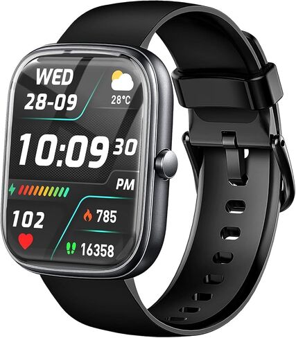 Smart Watch with 120 Workout Modes, Heart Rate Sleep Tracker, IP67 Waterproof Watch for Android Black Beiyongy in Saudi Arabia