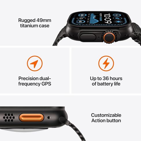 Apple Watch Ultra 2 [GPS + Cellular 49mm] - Black Titanium Case with Black Trail Loop, M/L (Renewed) in Saudi Arabia