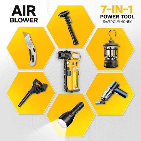 Compressed Air Duster,7-in-1 Electric Mini Dust Blower with LED Light, 2 Battery 8000mAh 300000RPM Rechargeable Air Duster for PC Keyboard Computer Car Vents Electronics Cleaner Home and Outdoor in Saudi Arabia