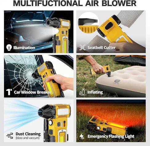 Compressed Air Duster,7-in-1 Electric Mini Dust Blower with LED Light, 2 Battery 8000mAh 300000RPM Rechargeable Air Duster for PC Keyboard Computer Car Vents Electronics Cleaner Home and Outdoor in Saudi Arabia