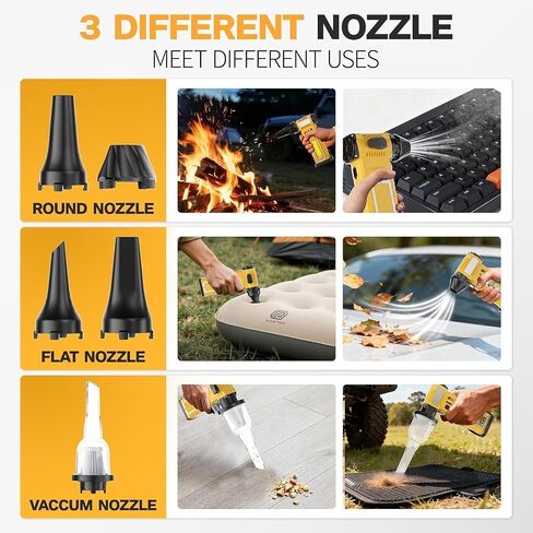 Compressed Air Duster,7-in-1 Electric Mini Dust Blower with LED Light, 2 Battery 8000mAh 300000RPM Rechargeable Air Duster for PC Keyboard Computer Car Vents Electronics Cleaner Home and Outdoor in Saudi Arabia