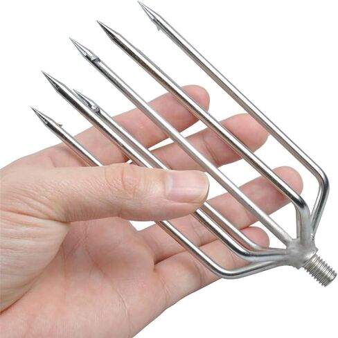 Cyfie 5/7 Prong Fishing Harpoon, Stainless Steel Gig Gaff Hook with 8mm Screw, Harpoon Hook for Hunting Fish Flounder Frog Gig in Pond River Lake, Capable for Fishing Gaff Gig Pole in Saudi Arabia