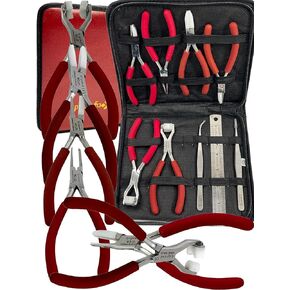 Professional German Set of 9-Eyeglass Optical Optician Tools Pliers Bent Nose Rimless Set-Optical PLIER KIT -Adjusting Eyeglass Arms Frame Plier Set -Optical Eyeglasses Eyewear Repair Tool Plier set