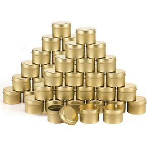 SONVIIBOX 48 Pieces 4oz Gold Candle Tins,Bulk Candle tin,Candle Jars for Making Candles,Bulk Candle Containers for Candle Making,Storage Jars,DIY Candle Making(Gold)