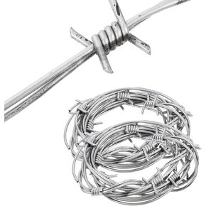 Alipis Fake Silver Barbed Barb Wire Decoration Artificial Barbed Wire Ribbon Trim Real Leather Cord Halloween Barbed Wires Garland, 2Pcs