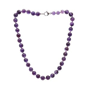 Womens Handmade Beaded Gemstone Necklace - 10mm Natural Gemstone Multicolour, Black, Green, Deep Rose Agate, Amethyst Necklace For Women, Girls (Rose quartz)