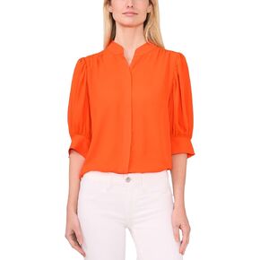 CeCe Women's Elbow Sleeve Open Collar Blouse