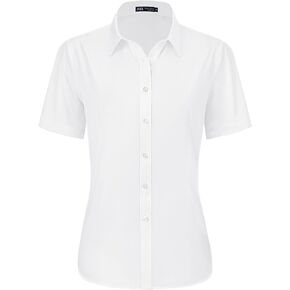 J.VER Womens Button Down Shirts Stretch Wrinkle Free Formal Short Sleeve Dress Shirt Summer Work Blouses Business Casual Tops
