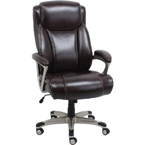 Amazon Basics Big & Tall Executive Computer Desk Chair With Lumbar Support, Adjustable Height and Tilt, 350Lb Capacity, Black With Pewter Finish, 28.5" D x 30.25" W x 47.9" H