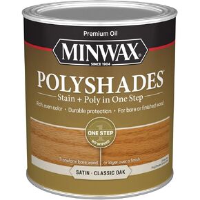 Minwax PolyShades Wood Stain + Polyurethane Finish – Quart, Classic Oak, Satin