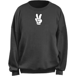 Disney Women's Junior's Peace Hand Oversized Fleece, Charcoal, X-Large