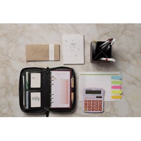 Cash Envelope Wallet Organizer-All in One Budget System with 12 Beautiful Budget Sheets & Envelopes - Black Edition