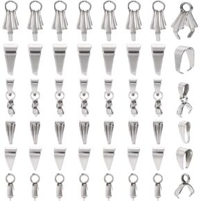 Pandahall 12Pcs 925 Sterling Silver Pinch Bails Snap on Bails Pendant Pinch Clip Bail Clasps Metal Jewelry Clasp for DIY Jewelry Making