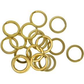 20Pcs 15mm Flat Split Solid Brass Key Rings Keys Charms Clasps Split Keyrings Flat Ring for Home Car Office Keys Attachment DIY Craft