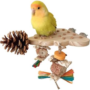 Bird Toys Parrot Toys Parrot Cage Accessories Parrot Wooden Chewing Toys Parrot Pulling Platform Suitable for Tiger Skin Parrot Phoenix Parrot Peony Parrot and Small and Medium Sized Birds