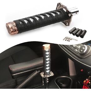 1 PC Gear Shift Knob, Personality Gear Shift Knob, Samurai Sword Short Transmission Bar, with 4 Adapters, Compatible with Most Manual Automatic Transmission Vehicles (Black & Red)