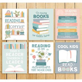 6 Boho Reading Posters For Classroom Reading Corner - Reading Corner Decor For Classroom Library Posters, Reading Strategies Posters For Classroom Library Decor, Reading Classroom Decor, Book Posters