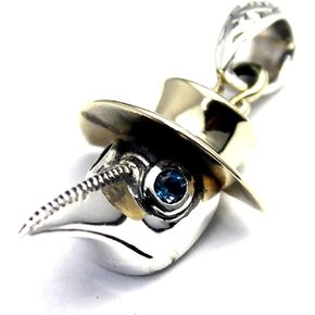 COSUMOSU 925 sterling silver Steampunk Plague Doctor Bird Beak Mask pendant charm (Blue eye)