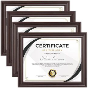 Toner Depot 8.5x11 Certificate Frame,Document frames for Wall Or Tabletop Display,Diploma Frames For Degree Award with Real Glass Front,Set of 4 (Black)