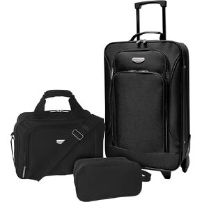 Travelers Club Euro Carry-On Luggage, Black, 3-Piece Set
