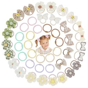 60PCS Toddler Hair ties for Girls- Cute Small Hair Ties, Baby Hair Bows Hair Ties Colorful Hair Accessories No Slip Durable Elastic Ponytail Holders Hair Ties For Infants Toddlers Baby Girls