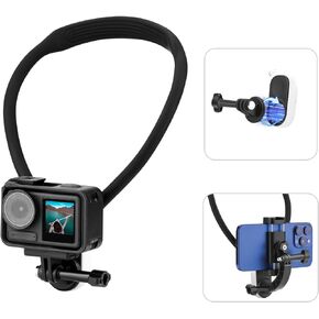 حامل الرقبة المغناطيسي Flymile متوافق مع GoPro Hero 12 11 10 9 OSMO Action 4 3 Insta360، حامل تثبيت سريع للقلادة مع مشبك هاتف لهواتف iPhone Android وملحقات POV VLOG in Kuwait