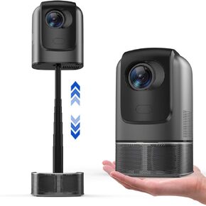 Projector with Bluetooth 5G WiFi Support 1080p Portable Proyector , 8500 Lumens with Building in Speaker Foldaway Telescopic Stand Compatible with HDMI, TV Box,USB, Android & iOS Phone (Grey)