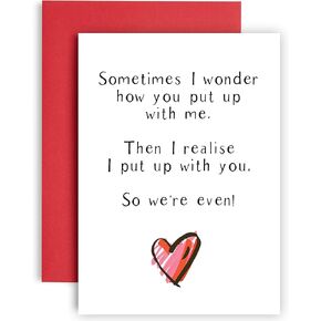 We Put up with Each Other! Funny Wedding Anniversary Card - Birthday Cards for Him - Birthday Cards for her - Witty Card for Husband - Banter Card for Wife - A5