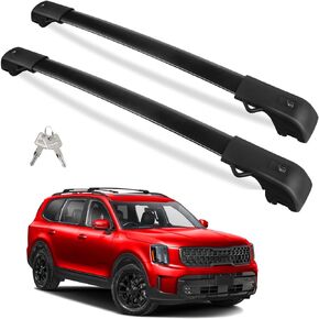 Tuyoung 220lbs Roof Rack Cross Bars Compatible with KIA Telluride X-PRO & X-LINE 2023 2024 with Raised Side Rails, Heavy Duty Anti-Theft Lockbale Aluminum Roof Rails Crossbars Rooftop Cargo Bars