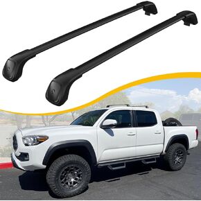 220LBS Lockable Roof Rack Cross Bars Fit for Toyota Tacoma 2005-2023 Double Cab (Without Roof Rails) Aluminum Cargo Bars Carrier Crossbars Rooftop Accessories