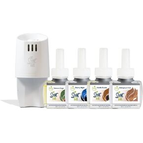 Scent Fill Masculine Kit (Tobacco Sage, Starry Night, Vanilla Suede, and Mahogany Teak), 4 Refills & 1 Diffuser