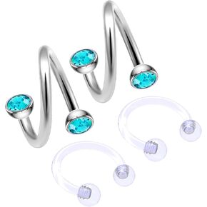 بلينغ بيرسينغ 4 قطع 16 جرام تويستر غضروف حديد الحاجب حلزوني البطن زر حلقة هيليكس تويست دايث السرة 16 قياس غطاء محرك السيارة حلق هوب الزنمة التجنيب in Kuwait