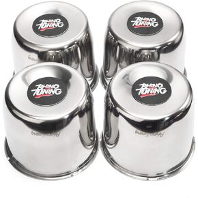 RTrhinoTuning 3.27" Hub 3.03" H Push Through Center Caps Chrome for RV Trailer Truck Wheels Rim 4 Pieces