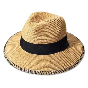Sun Straw Hats Womens Beach Hats Wide Brim Summer Fedora Hats for Women Men Breathable Panama Hats Summer Beach Accessory