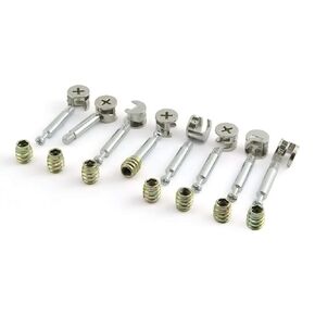 8 Sets Three in One Connector C Furniture Screws Eccentric Wheel Connecting Fittings Bolt Cam Connector with Dowel and Insert Nuts Hardware Accessories Suitable for Solid Wood and Cork Boards