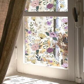 WBQMUNY Window Privacy Film Stained Glass Window Clings,Decorative Window Tinting Film for Home Anti-UV Glass Window Film,Stained Glass Window Film for Home Window17.7 x39.5 (DJ3048)