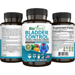 Bladder Control Supplement for Men & Women - 120 Veg. Capsules - Saw Palmetto, Cranberry, Pumpkin Seed, Vitamin E, Boswellia, Dandelion Root - Urinary Tract Bladder Health - Made in USA