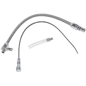 A-Team Performance - Transmission Dipstick Oil Tube Flexible Braided Stainless Steel Firewall Mount - Compatible with Chevrolet Chevy GM 700R4 Auto Parts Silver 26 3/4 Inches - Chrome Handle Finish
